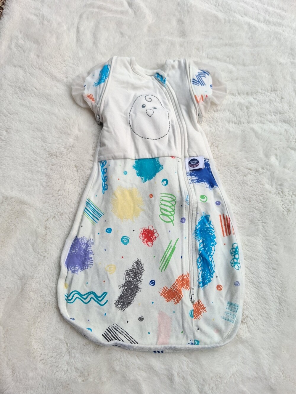 Nested BEAN  Kids White Scribble Print Sleep Sack - Multicolor Size NB